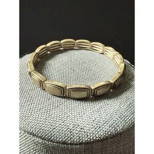 Lia Sophia Bolted Bracelet Brushed Gold Tone Stretch Minimalist Career Casual